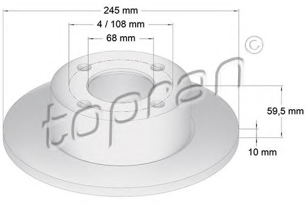 TOPRAN 103 702 Тормозной диск для AUDI 90 (Ауди 90) TOPRAN 103 702 Тормозной диск для AUDI 90 (Ауди 90)