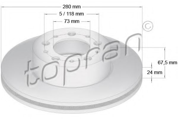 TOPRAN 722 454 Тормозной диск для CITROËN JUMPER (CитроËн Жумпэр) TOPRAN 722 454 Тормозной диск для CITROËN JUMPER (CитроËн Жумпэр)