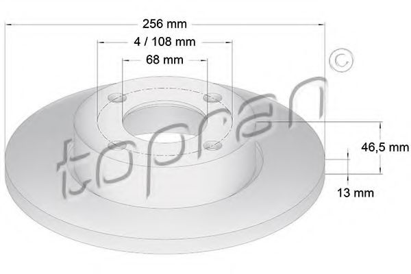 TOPRAN 103 700 Тормозной диск для AUDI 100 (Ауди 100) TOPRAN 103 700 Тормозной диск для AUDI 100 (Ауди 100)