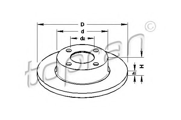 TOPRAN 104 385 Тормозной диск для AUDI 90 (Ауди 90) TOPRAN 104 385 Тормозной диск для AUDI 90 (Ауди 90)