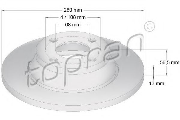 TOPRAN 104 415 Тормозной диск для AUDI 90 (Ауди 90) TOPRAN 104 415 Тормозной диск для AUDI 90 (Ауди 90)