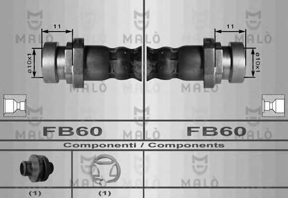 MALÒ 80009 Тормозной шланг для RENAULT VEL SATIS (Рено Вел сатис) MALÒ 80009 Тормозной шланг для RENAULT VEL SATIS (Рено Вел сатис)