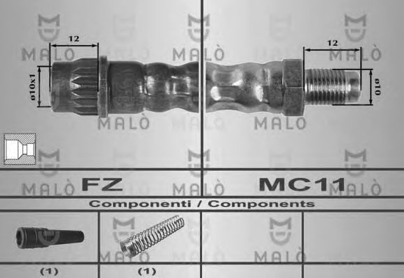 MALÒ 80208 Тормозной шланг для NISSAN (Ниссан) MALÒ 80208 Тормозной шланг для NISSAN (Ниссан)