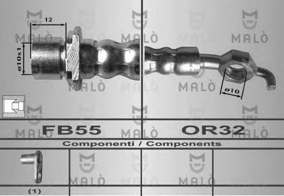 MALÒ 80355 Тормозной шланг для TOYOTA (Тойота/тоета) MALÒ 80355 Тормозной шланг для TOYOTA (Тойота/тоета)