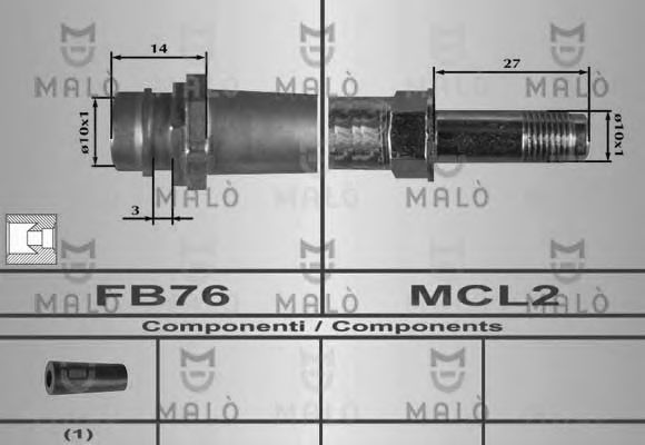 MALÒ 80356 Тормозной шланг для FORD (Форд) MALÒ 80356 Тормозной шланг для FORD (Форд)