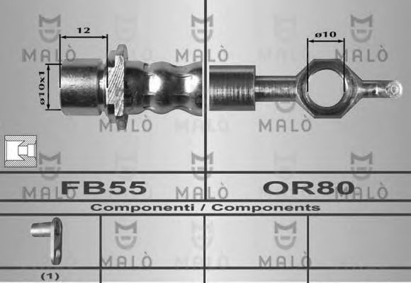MALÒ 80399 Тормозной шланг для TOYOTA (Тойота/тоета) MALÒ 80399 Тормозной шланг для TOYOTA (Тойота/тоета)