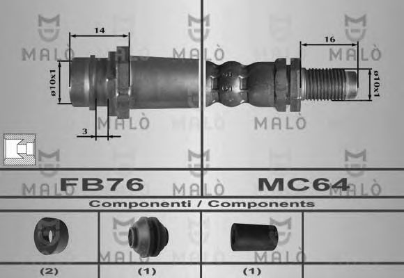 MALÒ 80450 Тормозной шланг для FORD (Форд) MALÒ 80450 Тормозной шланг для FORD (Форд)
