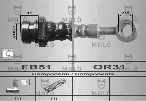 MALÒ 80477 Тормозной шланг для HYUNDAI EXCEL (Хендай Эxcэл) MALÒ 80477 Тормозной шланг для HYUNDAI EXCEL (Хендай Эxcэл)