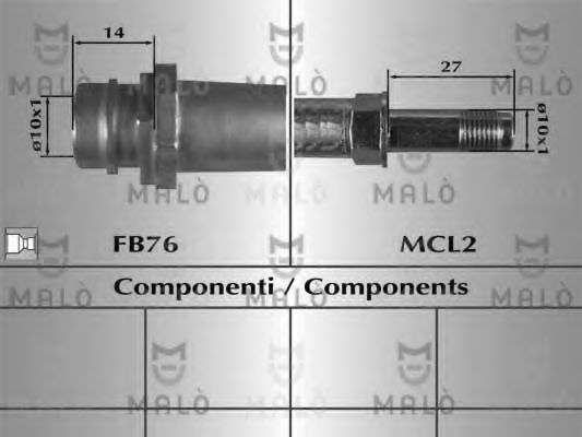 MALÒ 80760 Тормозной шланг для FORD (Форд) MALÒ 80760 Тормозной шланг для FORD (Форд)