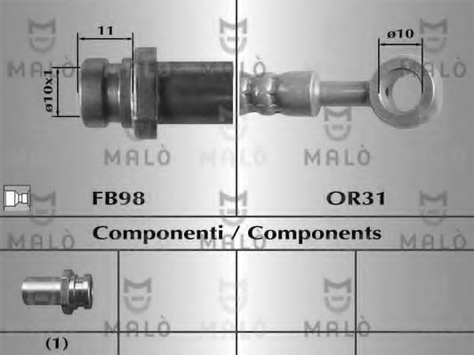MALÒ 80984 Тормозной шланг для KIA CERATO (Киа Cэрато) MALÒ 80984 Тормозной шланг для KIA CERATO (Киа Cэрато)