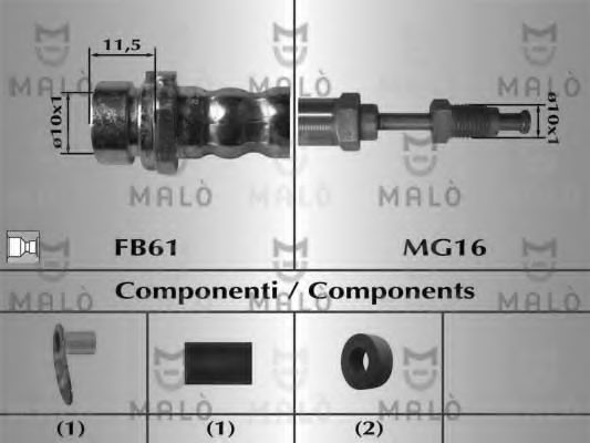 MALÒ 81036 Тормозной шланг для FORD (Форд) MALÒ 81036 Тормозной шланг для FORD (Форд)