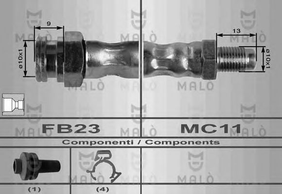 MALÒ 8371 Тормозной шланг для LANCIA (Лансиа/лянча) MALÒ 8371 Тормозной шланг для LANCIA (Лансиа/лянча)