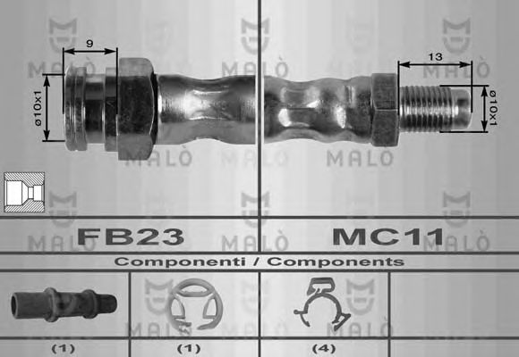 MALÒ 8381 Тормозной шланг для FIAT UNO (Фиат Уно) MALÒ 8381 Тормозной шланг для FIAT UNO (Фиат Уно)