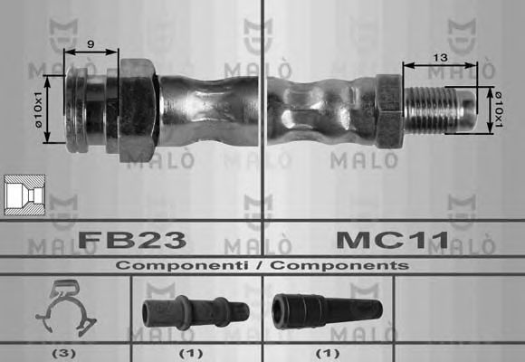 MALÒ 8430 Тормозной шланг для LANCIA (Лансиа/лянча) MALÒ 8430 Тормозной шланг для LANCIA (Лансиа/лянча)