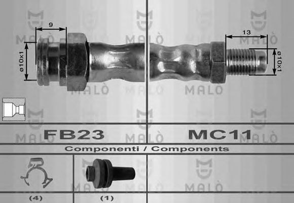 MALÒ 8432 Тормозной шланг для LANCIA (Лансиа/лянча) MALÒ 8432 Тормозной шланг для LANCIA (Лансиа/лянча)