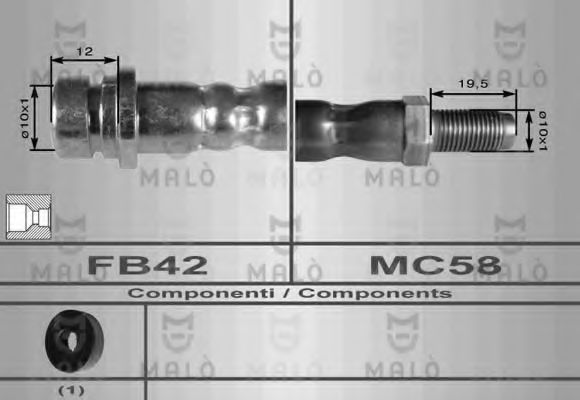 MALÒ 8999 Тормозной шланг для FORD (Форд) MALÒ 8999 Тормозной шланг для FORD (Форд)