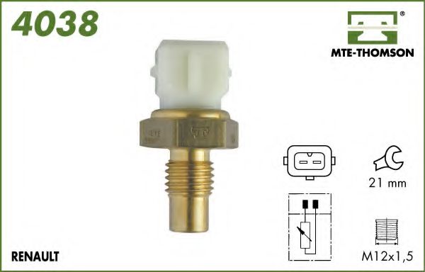 MTE-THOMSON 4038 Датчик, температура охлаждающей жидкости; Датчик, температура охлаждающей жидкости; Датчик, температура охлаждающей жидкости для RENAULT SAFRANE (Рено Сафранэ) MTE-THOMSON 4038 Датчик, температура охлаждающей жидкости; Датчик, температура охлаждающей жидкости; Датчик, температура охлаждающей жидкости для RENAULT SAFRANE (Рено Сафранэ)
