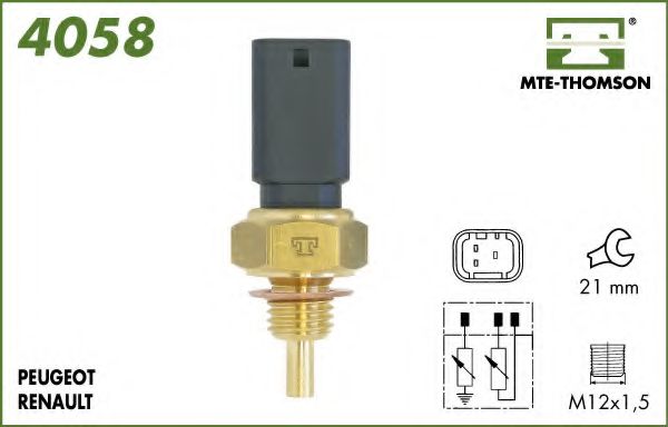 MTE-THOMSON 4058 Датчик, температура охлаждающей жидкости; Датчик, температура охлаждающей жидкости; Датчик, температура охлаждающей жидкости для DACIA SANDERO (Дача Сандэро) MTE-THOMSON 4058 Датчик, температура охлаждающей жидкости; Датчик, температура охлаждающей жидкости; Датчик, температура охлаждающей жидкости для DACIA SANDERO (Дача Сандэро)