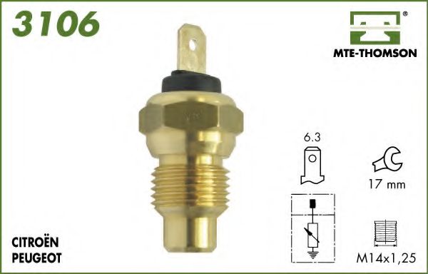 MTE-THOMSON 3106 Датчик, температура охлаждающей жидкости; Датчик, температура охлаждающей жидкости; Датчик, температура охлаждающей жидкости для PEUGEOT 309 II (Пежо 309 2) MTE-THOMSON 3106 Датчик, температура охлаждающей жидкости; Датчик, температура охлаждающей жидкости; Датчик, температура охлаждающей жидкости для PEUGEOT 309 II (Пежо 309 2)