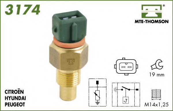 MTE-THOMSON 3174 Датчик, температура охлаждающей жидкости для PEUGEOT 306 (Пежо 306) MTE-THOMSON 3174 Датчик, температура охлаждающей жидкости для PEUGEOT 306 (Пежо 306)
