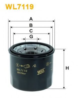 WIX FILTERS WL7119 Масляный фильтр для CHEVROLET KALOS (Шевроле Калос) WIX FILTERS WL7119 Масляный фильтр для CHEVROLET KALOS (Шевроле Калос)