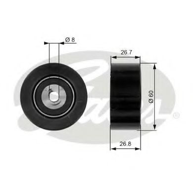 GATES T38280 Паразитный ведущий ролик, поликлиновой ремень для CITROËN C2 (CитроËн C2) GATES T38280 Паразитный ведущий ролик, поликлиновой ремень для CITROËN C2 (CитроËн C2)