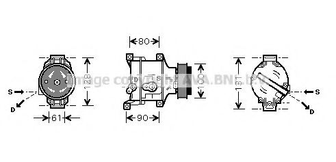 PRASCO FTK103 Компрессор, кондиционер для FIAT 500 C (Фиат 500 c) PRASCO FTK103 Компрессор, кондиционер для FIAT 500 C (Фиат 500 c)