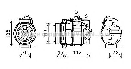 PRASCO MSK586 Компрессор, кондиционер для MERCEDES-BENZ GL-CLASS (Мэрcэдэс-бэнз Жл класс)