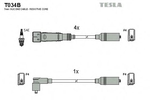 TESLA T034B Комплект проводов зажигания для AUDI 90 (Ауди 90) TESLA T034B Комплект проводов зажигания для AUDI 90 (Ауди 90)