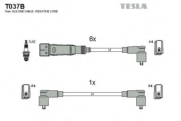 TESLA T037B Комплект проводов зажигания для VOLKSWAGEN LT 40-55 I (Фольксваген Лт 40-55 и) TESLA T037B Комплект проводов зажигания для VOLKSWAGEN LT 40-55 I (Фольксваген Лт 40-55 и)