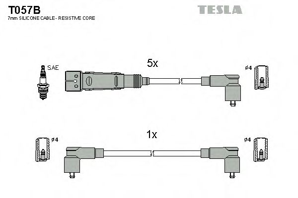 TESLA T057B Комплект проводов зажигания для VOLKSWAGEN T4 CARAVELLE (Фольксваген Т4 cараvэллэ) TESLA T057B Комплект проводов зажигания для VOLKSWAGEN T4 CARAVELLE (Фольксваген Т4 cараvэллэ)