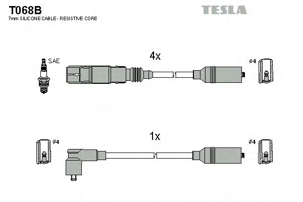 TESLA T068B Комплект проводов зажигания для AUDI (Ауди) TESLA T068B Комплект проводов зажигания для AUDI (Ауди)