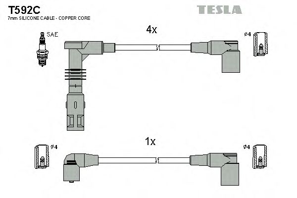 TESLA T592C Комплект проводов зажигания для AUDI A6 (Ауди А6) TESLA T592C Комплект проводов зажигания для AUDI A6 (Ауди А6)
