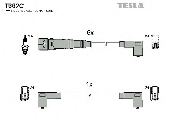 TESLA T662C Комплект проводов зажигания для VOLKSWAGEN LT 40-55 I (Фольксваген Лт 40-55 и) TESLA T662C Комплект проводов зажигания для VOLKSWAGEN LT 40-55 I (Фольксваген Лт 40-55 и)