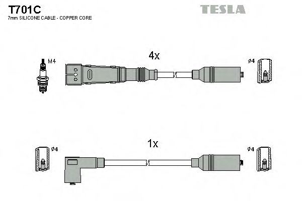 TESLA T701C Комплект проводов зажигания для AUDI 80 (Ауди 80) TESLA T701C Комплект проводов зажигания для AUDI 80 (Ауди 80)