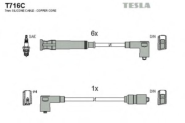 TESLA T716C Комплект проводов зажигания для BMW 7 (Бмв 7) TESLA T716C Комплект проводов зажигания для BMW 7 (Бмв 7)