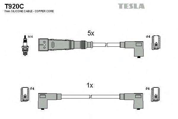 TESLA T920C Комплект проводов зажигания для VOLKSWAGEN T4 CARAVELLE (Фольксваген Т4 cараvэллэ) TESLA T920C Комплект проводов зажигания для VOLKSWAGEN T4 CARAVELLE (Фольксваген Т4 cараvэллэ)