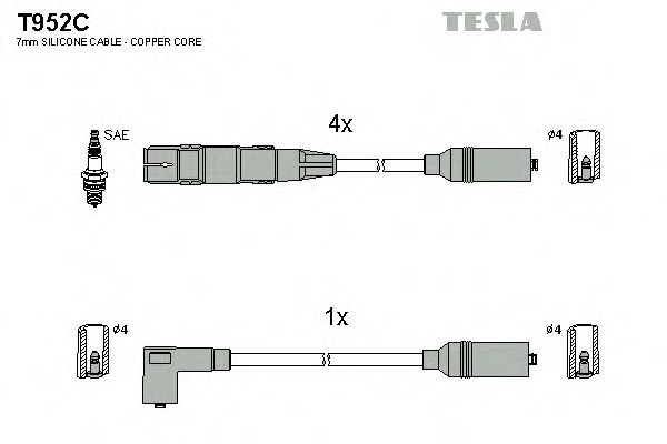 TESLA T952C Комплект проводов зажигания для AUDI (Ауди) TESLA T952C Комплект проводов зажигания для AUDI (Ауди)