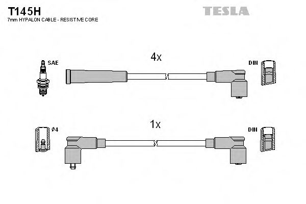 TESLA T145H Комплект проводов зажигания для SKODA FAVORIT FORMAN (Шкода Фаvорит форман) TESLA T145H Комплект проводов зажигания для SKODA FAVORIT FORMAN (Шкода Фаvорит форман)