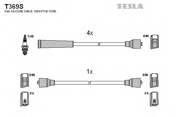 TESLA T369S Комплект проводов зажигания для SKODA RAPID (Шкода Рапид) TESLA T369S Комплект проводов зажигания для SKODA RAPID (Шкода Рапид)