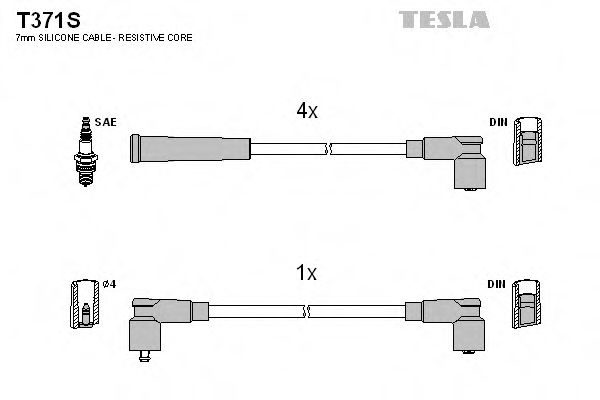 TESLA T371S Комплект проводов зажигания для SKODA FAVORIT FORMAN (Шкода Фаvорит форман) TESLA T371S Комплект проводов зажигания для SKODA FAVORIT FORMAN (Шкода Фаvорит форман)