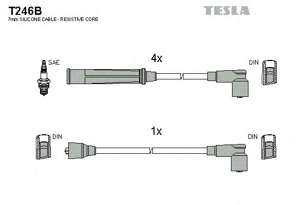 TESLA T246B Комплект проводов зажигания для MAZDA 626 II (Мазда 626 2) TESLA T246B Комплект проводов зажигания для MAZDA 626 II (Мазда 626 2)