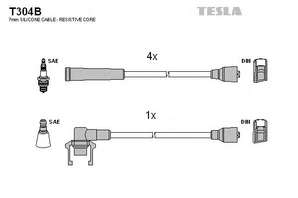 TESLA T304B Комплект проводов зажигания для RENAULT ENCORE (Рено Энcорэ) TESLA T304B Комплект проводов зажигания для RENAULT ENCORE (Рено Энcорэ)