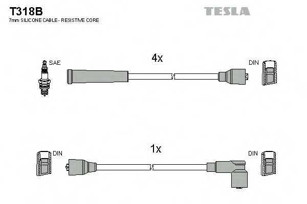 TESLA T318B Комплект проводов зажигания для RENAULT MASTER I (Рено Мастэр и) TESLA T318B Комплект проводов зажигания для RENAULT MASTER I (Рено Мастэр и)
