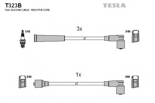 TESLA T323B Комплект проводов зажигания для SUBARU (Субару) TESLA T323B Комплект проводов зажигания для SUBARU (Субару)