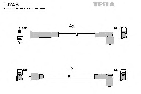 TESLA T324B Комплект проводов зажигания для SUBARU (Субару) TESLA T324B Комплект проводов зажигания для SUBARU (Субару)