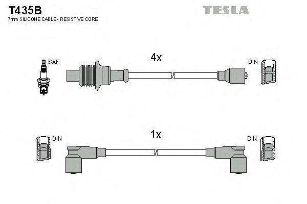 TESLA T435B Комплект проводов зажигания для CITROëN (Cитроëн) TESLA T435B Комплект проводов зажигания для CITROëN (Cитроëн)