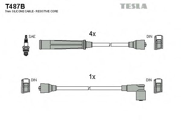 TESLA T487B Комплект проводов зажигания для MITSUBISHI GALANT II (Митсубиши/митсубиси Галант 2) TESLA T487B Комплект проводов зажигания для MITSUBISHI GALANT II (Митсубиши/митсубиси Галант 2)