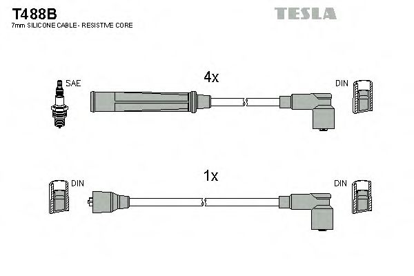 TESLA T488B Комплект проводов зажигания для NISSAN (Ниссан) TESLA T488B Комплект проводов зажигания для NISSAN (Ниссан)