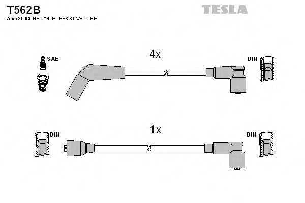 TESLA T562B Комплект проводов зажигания для ROVER 400 (Ровер 400) TESLA T562B Комплект проводов зажигания для ROVER 400 (Ровер 400)